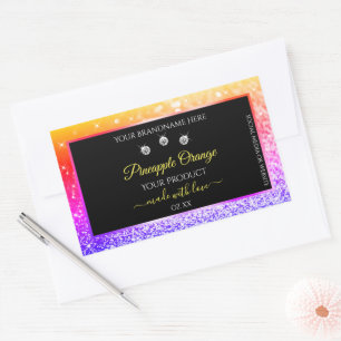 Colorful Rainbow Glitter en Black Product Labels