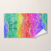 Colorful Rainbow Glitter Gold Agate Monogram Bad Handdoek (Handdoek)