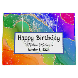 Colorful Rainbow Glitter Groot Cadeauzakje