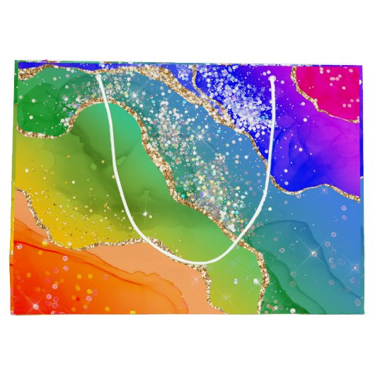 Colorful Rainbow Glitter Groot Cadeauzakje (Achterkant)