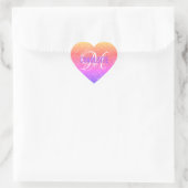 Colorful Rainbow Glitter Monogram Naam Hart Sticker (Tas)