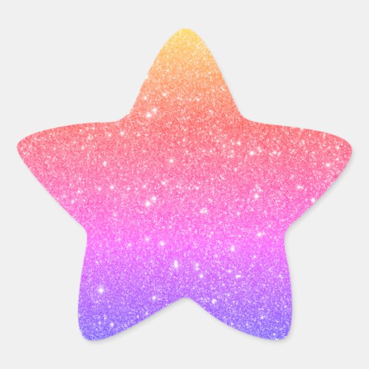 Colorful Rainbow Glitter Ster Sticker (Voorkant)