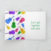 Colorful Rainbow Guitar Collage Let's Jam Kaarten (Binnen)