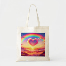 Colorful Rainbow & Heart Tote Bag