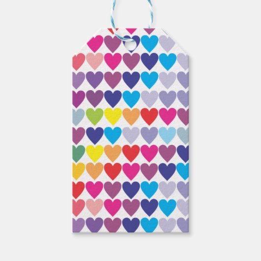 Colorful Rainbow Hearts Pattern Cadeaulabel (Voorkant)