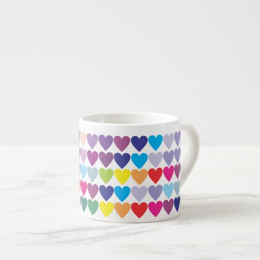 Colorful Rainbow Hearts Pattern Espresso Kop (Voorkant rechts)