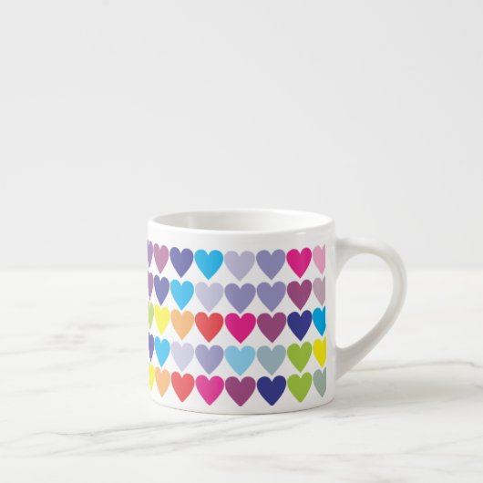 Colorful Rainbow Hearts Pattern Espresso Kop (Rechts)