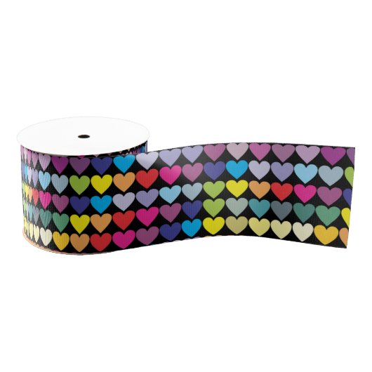 Colorful Rainbow Hearts Pattern Grosgrain Lint (Spoel)