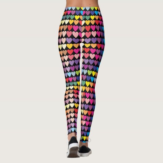 Colorful Rainbow Hearts Pattern Leggings (Achterkant)