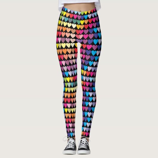 Colorful Rainbow Hearts Pattern Leggings (Voorkant)