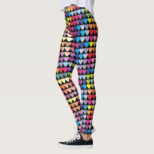 Colorful Rainbow Hearts Pattern Leggings (Links)