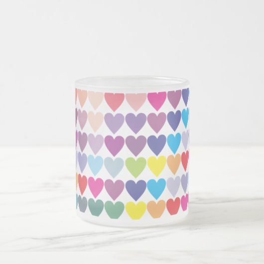 Colorful Rainbow Hearts Pattern Matglas Koffiemok (Center)