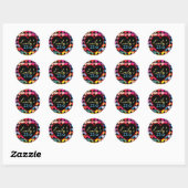 Colorful Rainbow Hearts Pattern Personalised 21st Ronde Sticker (Vel)