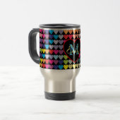 Colorful Rainbow Hearts Pattern Personalised Reisbeker (Voorkant links)