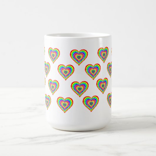 Colorful Rainbow Hearts Patterned Coffee Mok (Center)