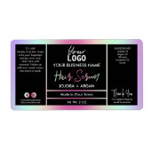 Colorful Rainbow Holographic Hair Serum Labels (Voorkant)