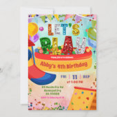 colorful rainbow indoor playground kid's birthday kaart (Voorkant)