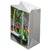 Colorful Rainbow Loriket Parrots Eating Medium Cadeauzakje (Voorkant Gekanteld)