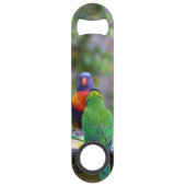 Colorful Rainbow Loriket Parrots Eating Speed Flessenopener (Achterkant)