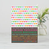 Colorful Rainbow Love Hearts Modern Summer Wedding Kaart (Staand voorkant)