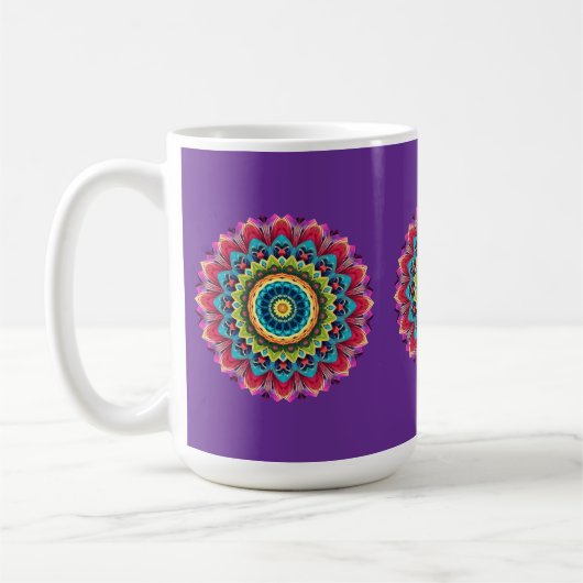 Colorful Rainbow Mandala Mug Koffiemok (Links)