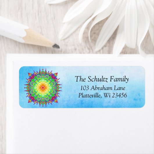 Colorful Rainbow Mandala Zen Label (Insitu)