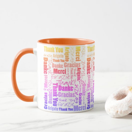 Colorful Rainbow Multilingual Hartelijk dank voor Mok (Met donut)