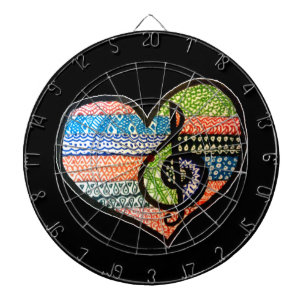 Colorful Rainbow Music Heart Doodle Persoonlijk Dartbord