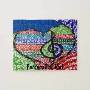 Colorful Rainbow Music Heart Doodle Persoonlijk Legpuzzel