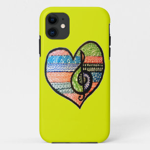 Colorful Rainbow Music Heart gepersonaliseerd iPhone 11 Hoesje