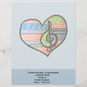 Colorful Rainbow Music Heart gepersonaliseerd Persoonlijk Briefhoofd