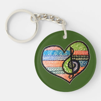 Colorful Rainbow Music Heart gepersonaliseerd Sleutelhanger
