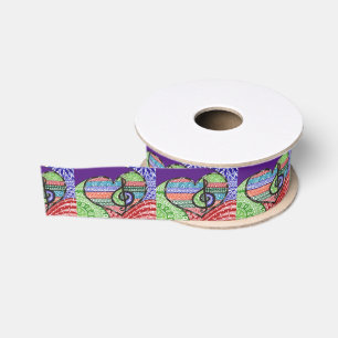 Colorful Rainbow Music Heart  Grosgrain Lint