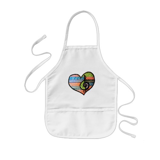 Colorful Rainbow Music Heart Kinder Schort (Voorkant)