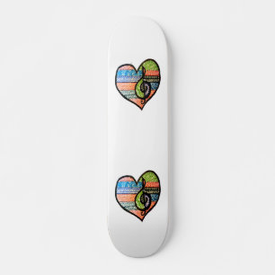 Colorful Rainbow Music Heart Skateboard