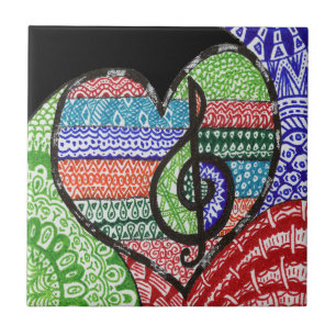 Colorful Rainbow Music Heart  Tegeltje
