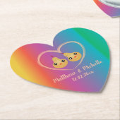 Colorful Rainbow Ombre Perfect Pear Cute Wedding Kartonnen Onderzetters (Gekanteld)