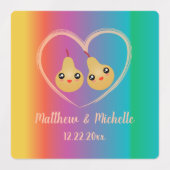 Colorful Rainbow Ombre Perfect Pear Cute Wedding Labels (Design 1)