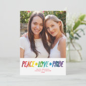 Colorful Rainbow Peace Love Pride LGTBQ+ Photo Feestdagenkaart (Staand voorkant)