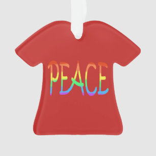 Colorful Rainbow Peace Word Red Ornaments Ornament