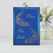 Colorful Rainbow Peacocks 75th Birthday Save The Date (Staand voorkant)