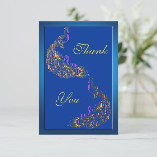 Colorful Rainbow Peacococks Dank u Bedankkaart (Staand voorkant)