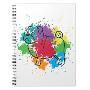 Colorful Rainbow Pug Dog Notitieboek