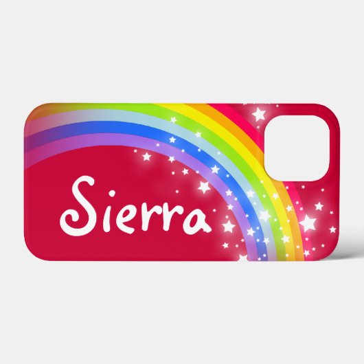 Colorful rainbow red star sky, aangepaste naam Case-Mate iPhone case (Achterkant (horizontaal))
