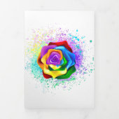 Colorful Rainbow Rose Drieluik Uitnodiging (Cover)