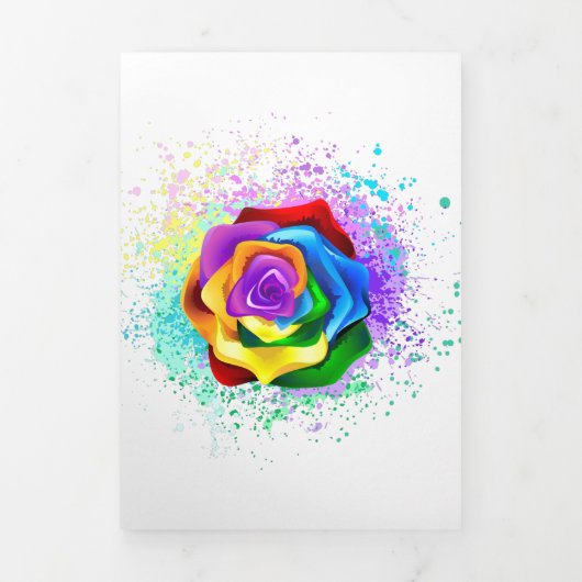 Colorful Rainbow Rose Drieluik Uitnodiging (Cover)