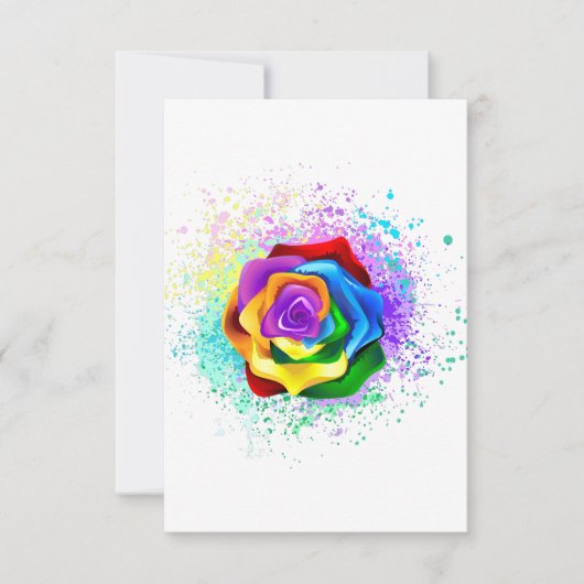 Colorful Rainbow Rose RSVP Kaartje (Voorkant)