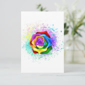 Colorful Rainbow Rose RSVP Kaartje (Staand voorkant)