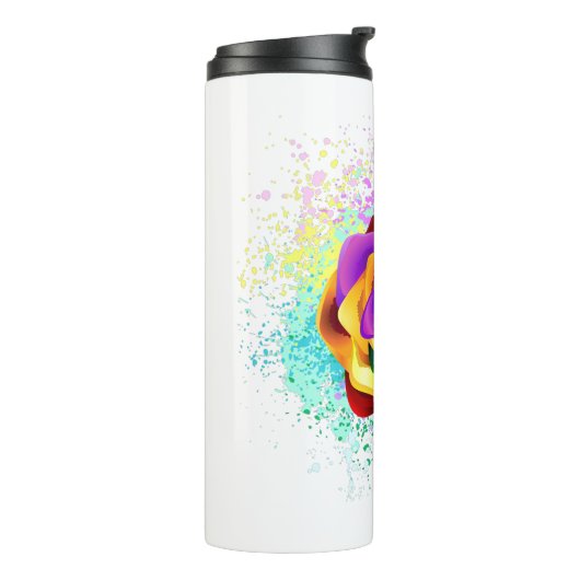 Colorful Rainbow Rose Thermosbeker (Gedraaid links)
