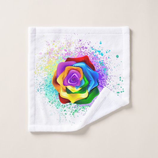 Colorful Rainbow Rose Washandje (Wasdoekje)